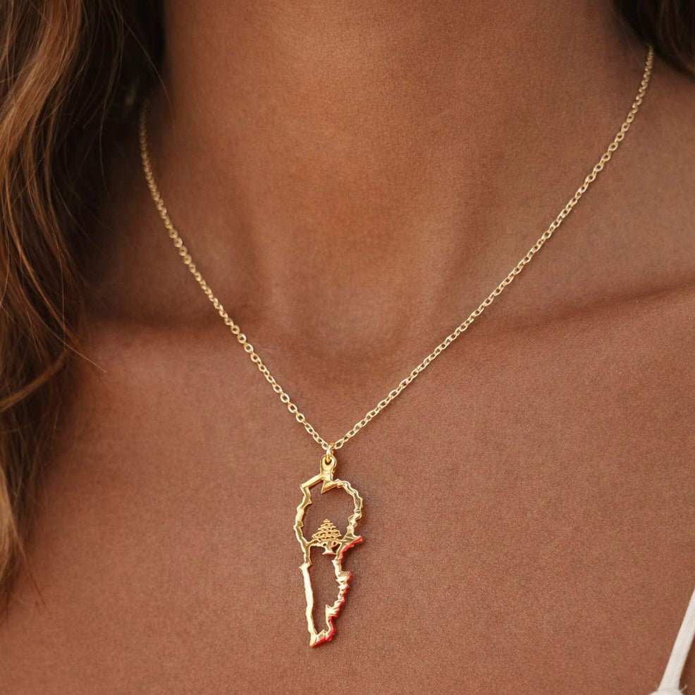 Lebanon Necklace With Map & Cedar Inside