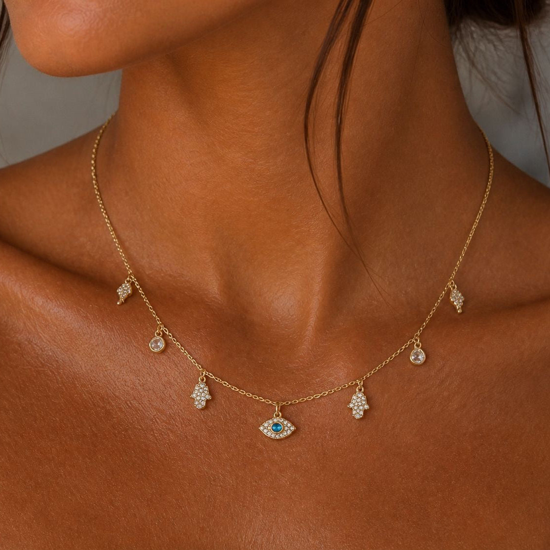 Evil eye charm necklace