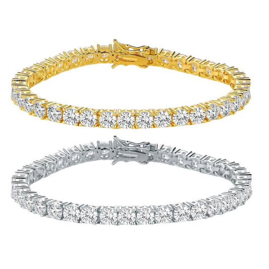 4mm Tennis Bracelet – Gold & Silver Plated Options