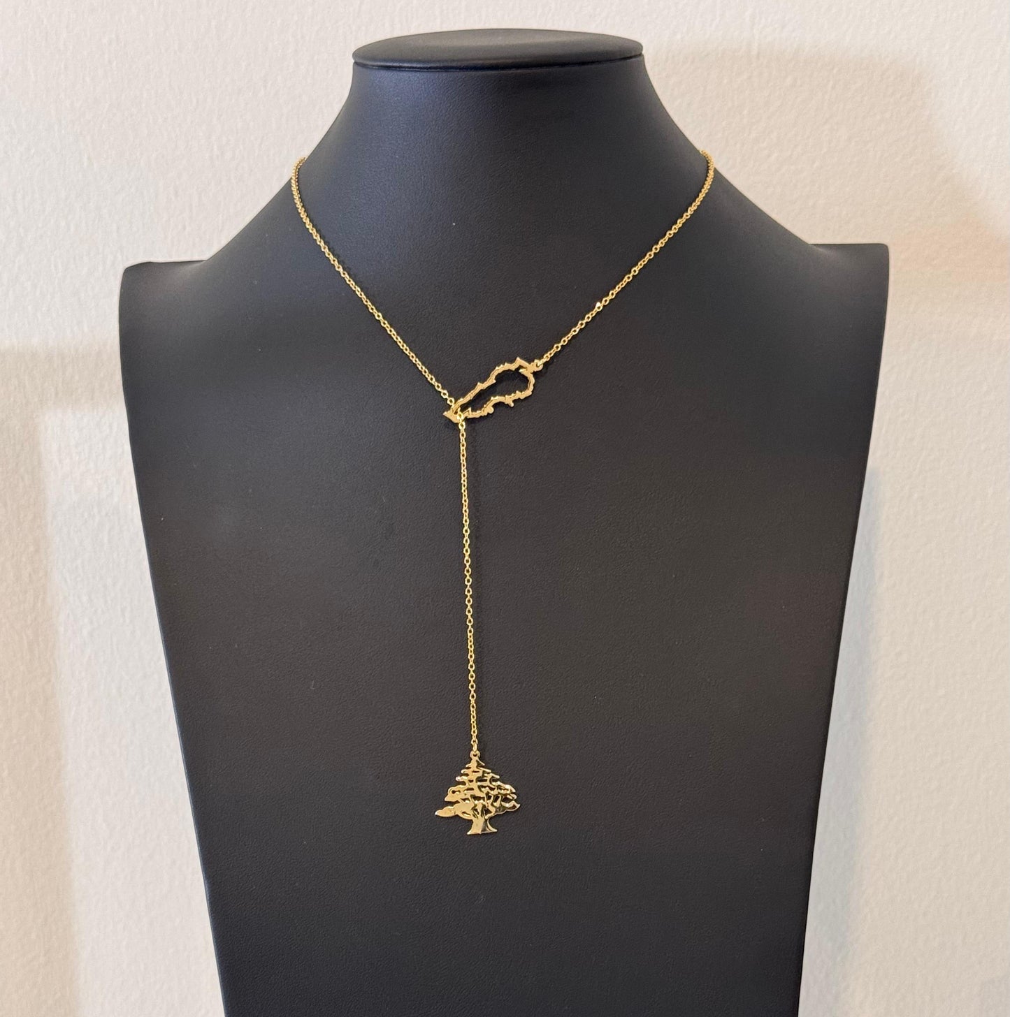 Lebanese Cedar & Map Necklace