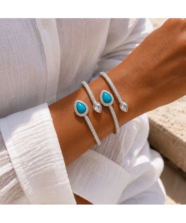 Silver Terquaise Himo Bangles