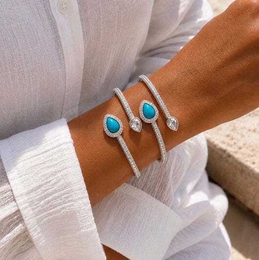 Silver Terquaise Himo Bangles