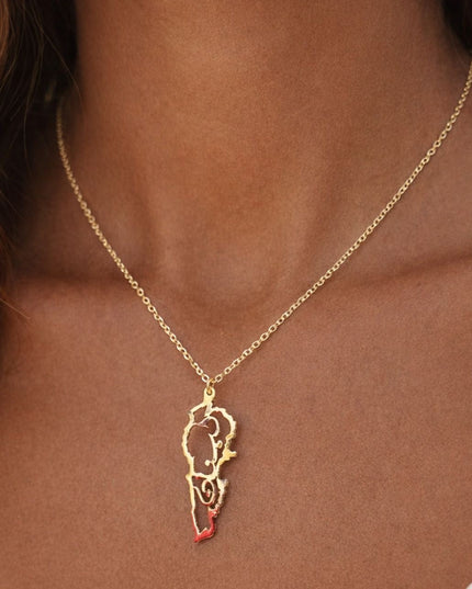 Lebanon Map Necklace With Lebanon Written Inside