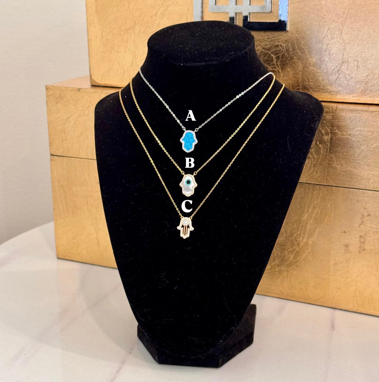 Three Style Hamsa Necklaces