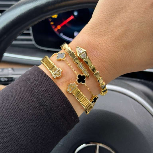 Bella Gold Plated Stack of Bracelets – Elegant Layered Jewelry