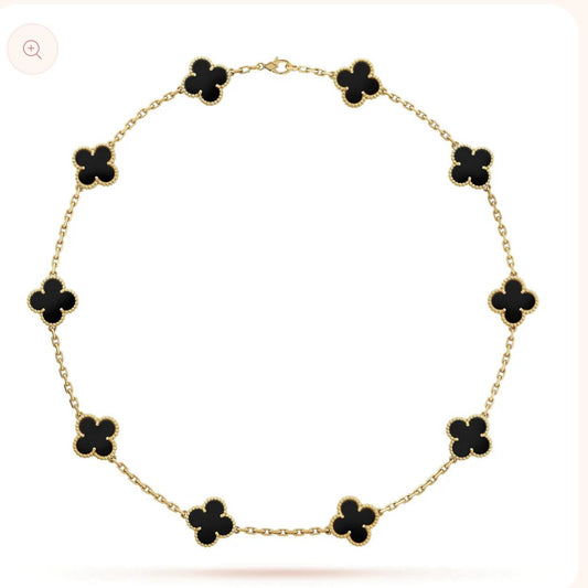 Black 10 Clover Necklace