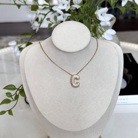 Bubble Initial Necklace ( C )