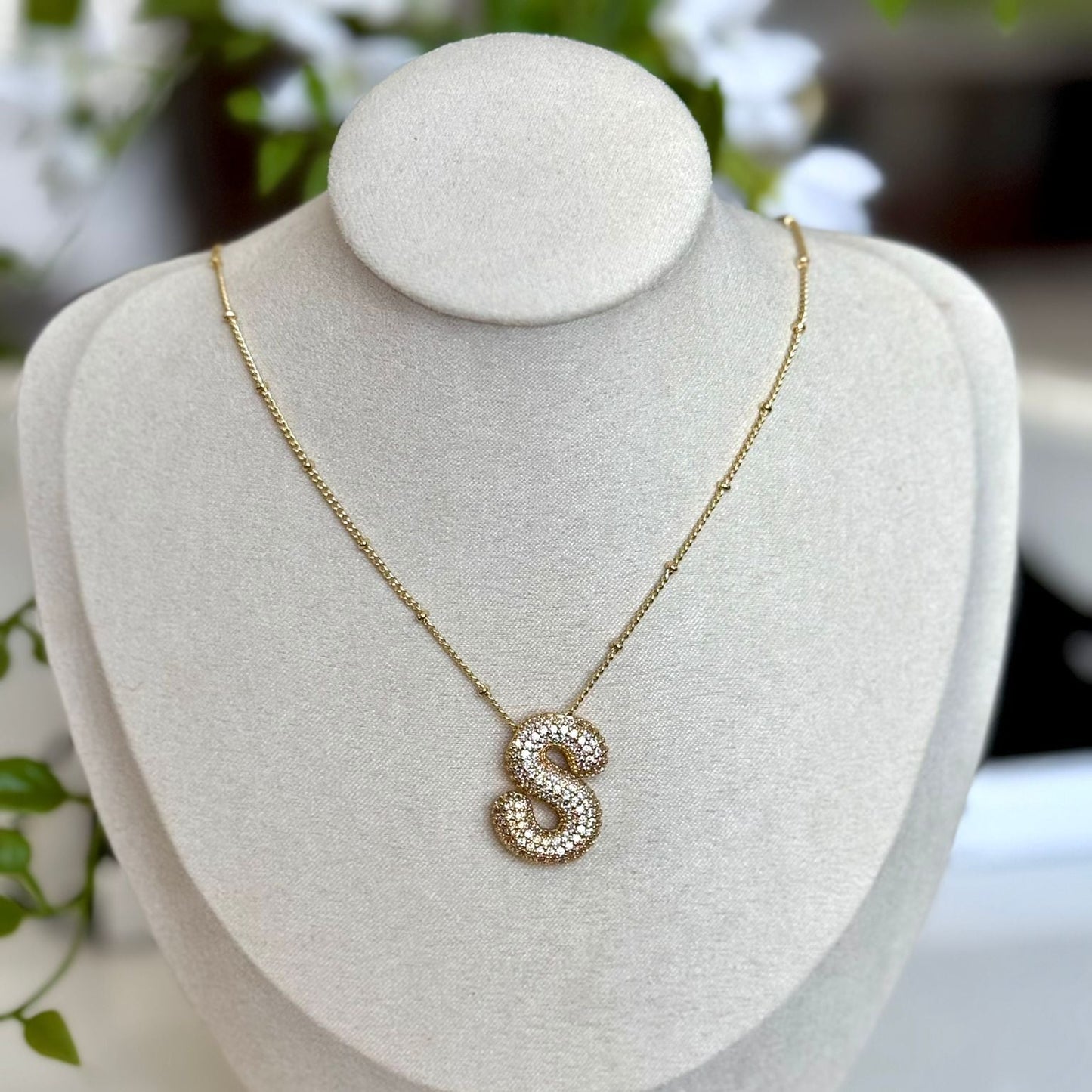 Bubble initial necklace (S) 