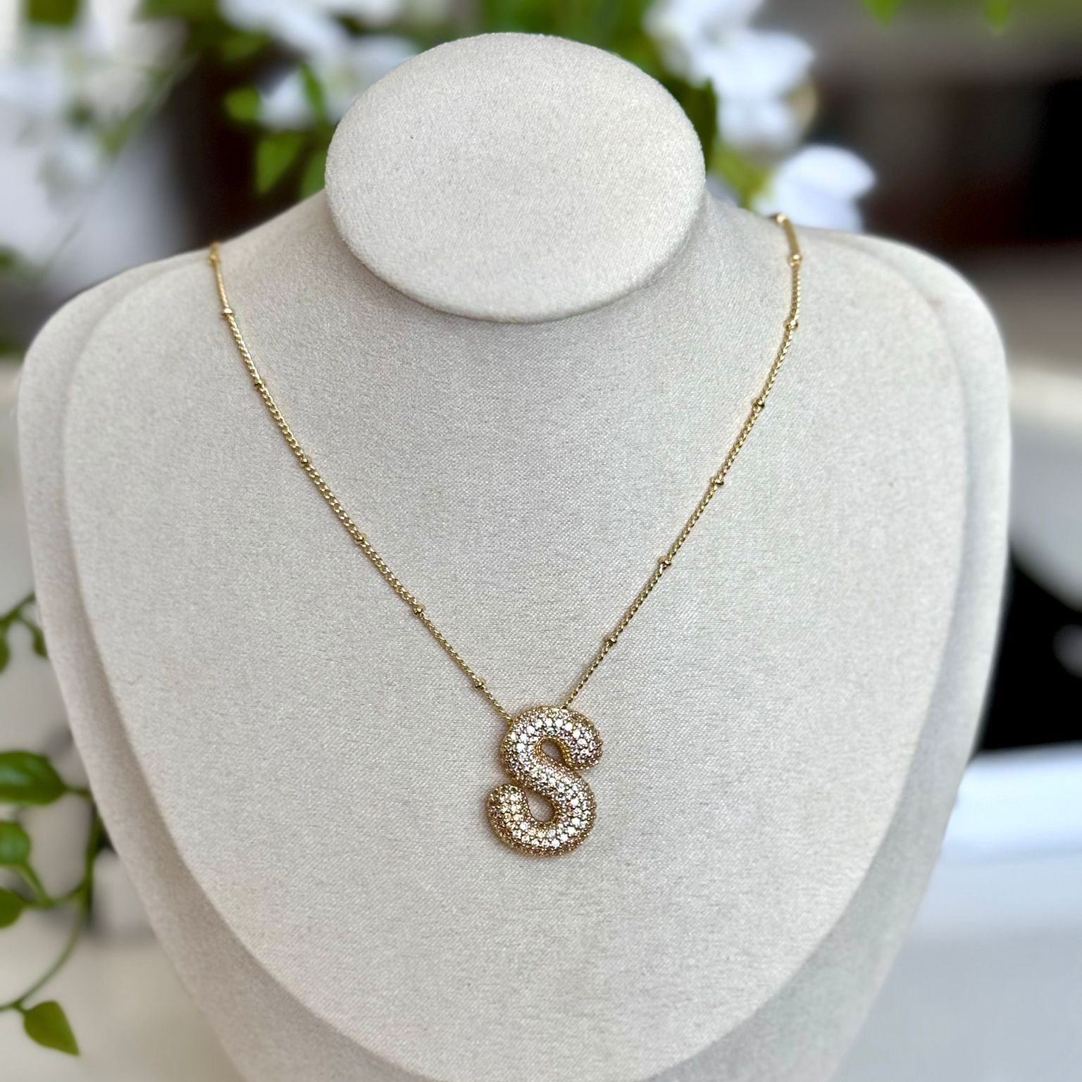 Bubble initial necklace (S) 