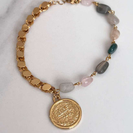 Coin Bracelet With Natural Stones 