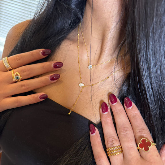 Double Studs Gold Plated Necklace – Elegant Fine Jewelry