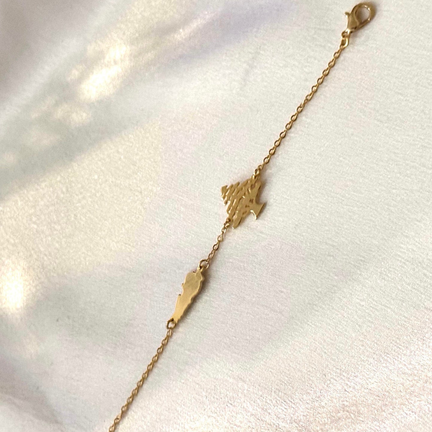 Lebanese Cedar & Map Bracelet
