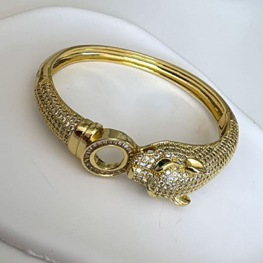 Gold Plated Leopard Bangle 