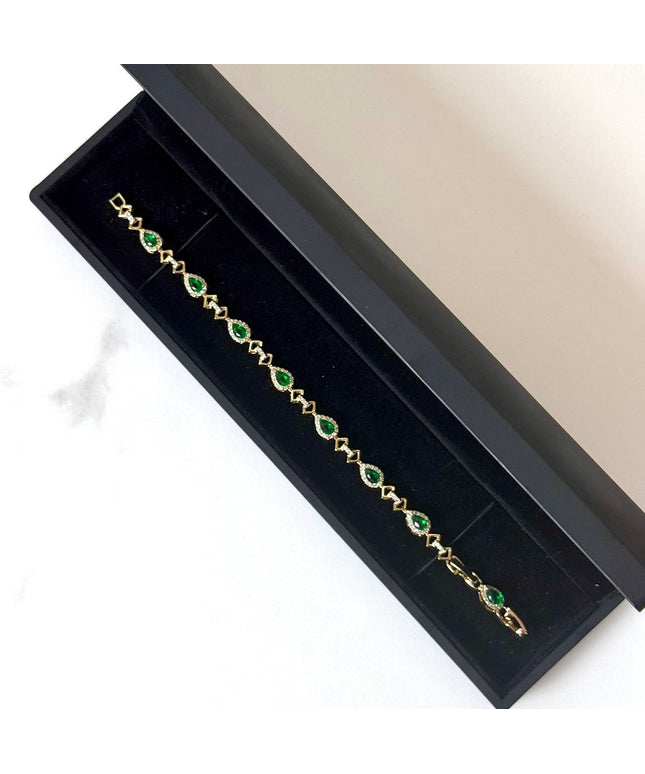 Green Stones Bracelet – Gold Plated Elegant Design