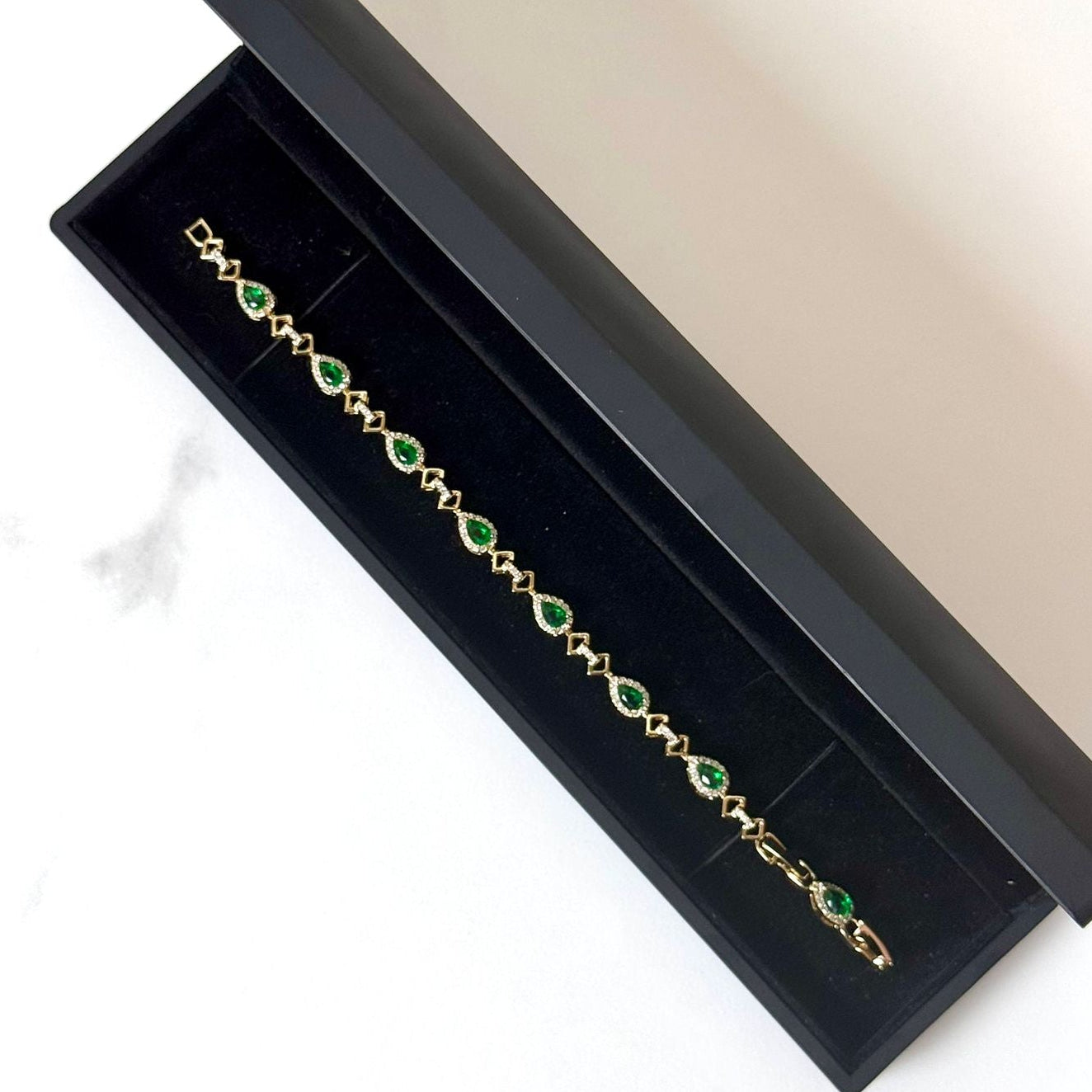Green Stones Bracelet – Gold Plated Elegant Design