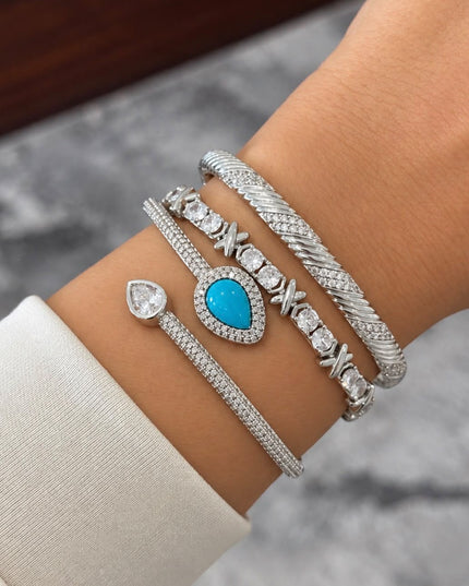 Silver With Terquaise Stack