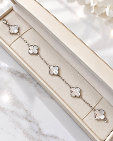 White & Silver Flower Bracelet