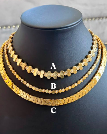 Three Dubai style necklaces