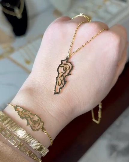 Aljanoub Necklace/Bracelet With Map