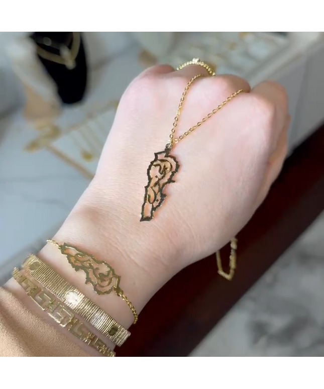 Aljanoub Necklace/Bracelet With Map