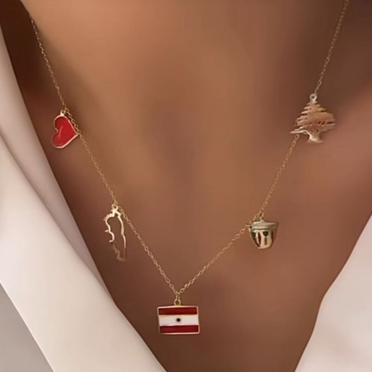Lebanon Charms Gold Necklace