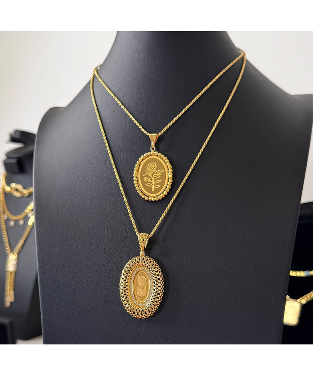 Oval Onsa Necklace – Gold Plated Elegant Design (2 Choices)