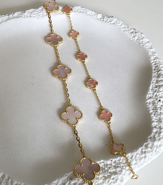 Pink gold plated clover bracelet 