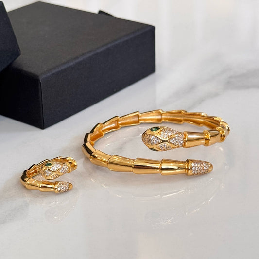Set of Snake Bangle and Adjustable Ring