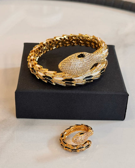 Set of Statement Piece Bangle and Adjustable Ring