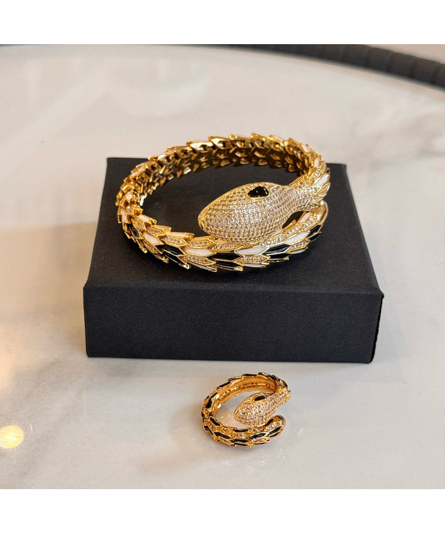 Set of Statement Piece Bangle and Adjustable Ring