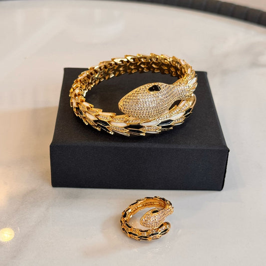 Set of Statement Piece Bangle and Adjustable Ring