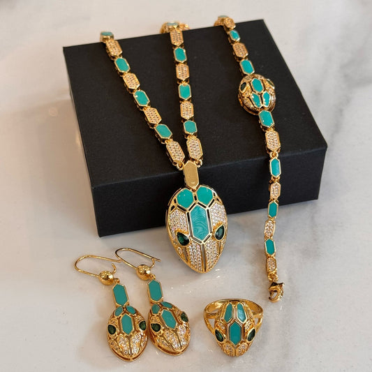 Statement Piece Set Terquaise Color With Ring Size 7 