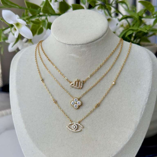 Three Gold Plated Necklaces Set – Elegant Layered Jewelry