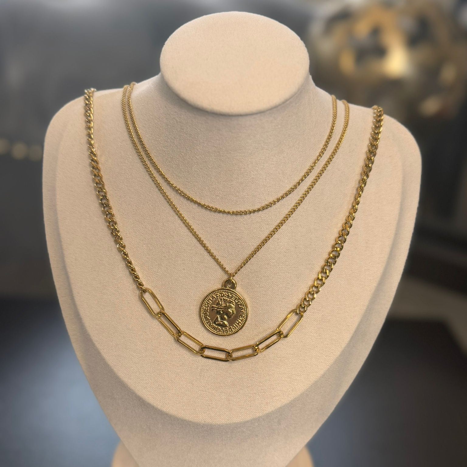 Three Layers Coin Necklace Very Trendy