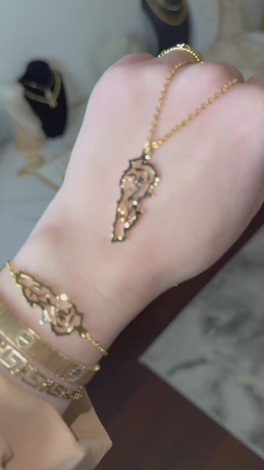 Aljanoub Necklace/Bracelet With Map
